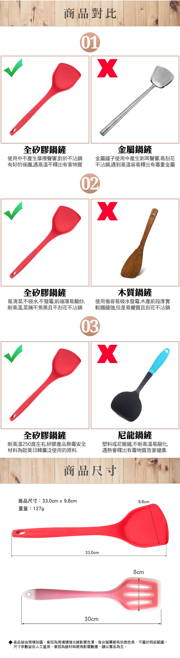 食品級矽膠鍋鏟比較與規格