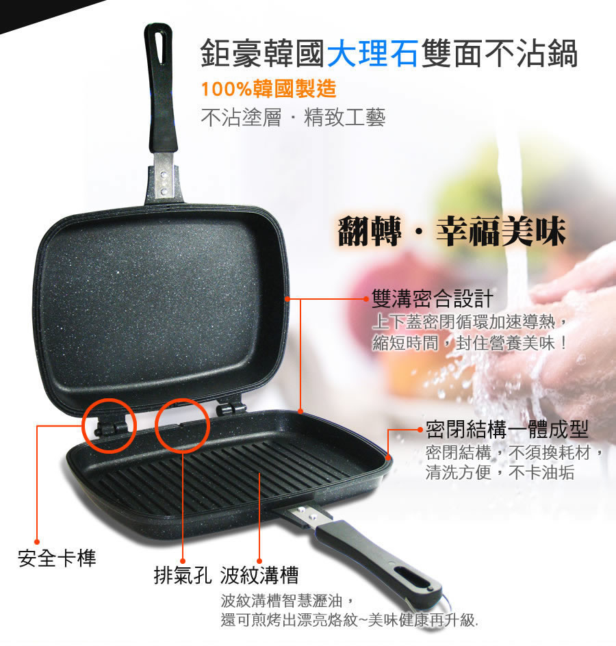 鉅豪-韓國大理石加大不沾煎烤鍋