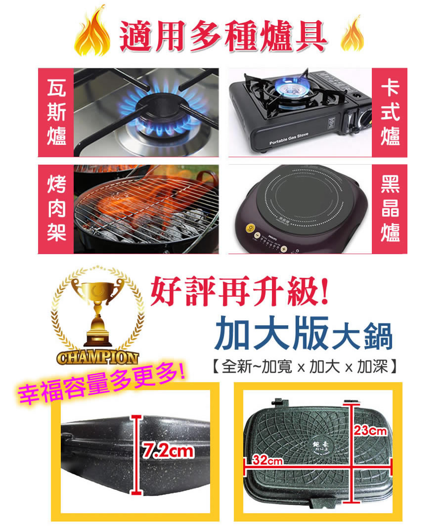 鉅豪-韓國大理石加大不沾煎烤鍋