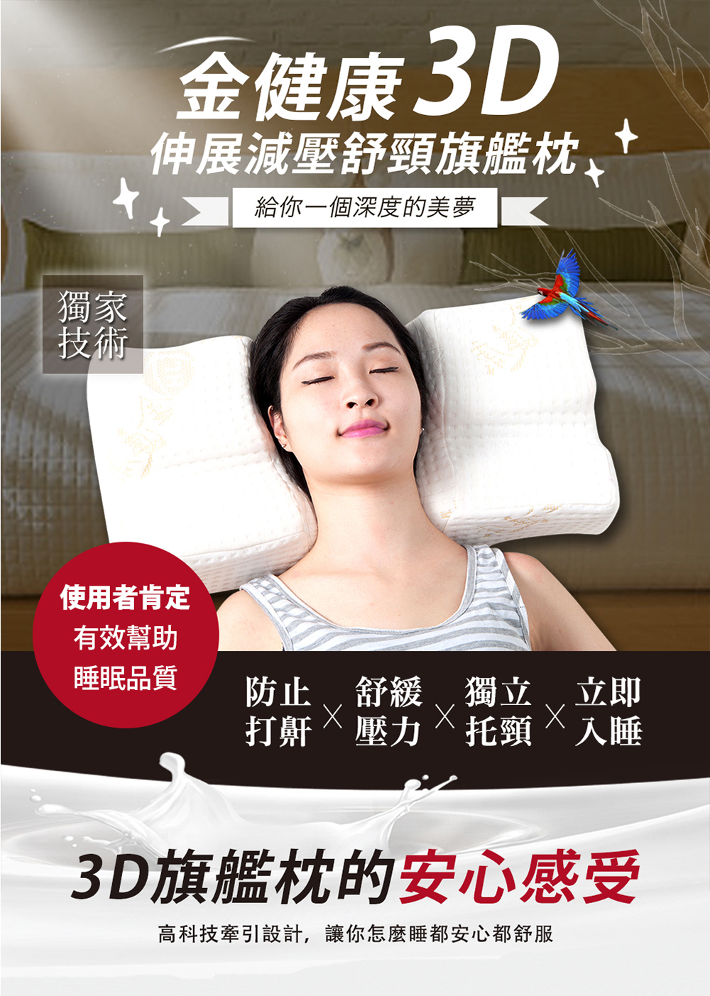 金健康伸展舒頸按摩枕