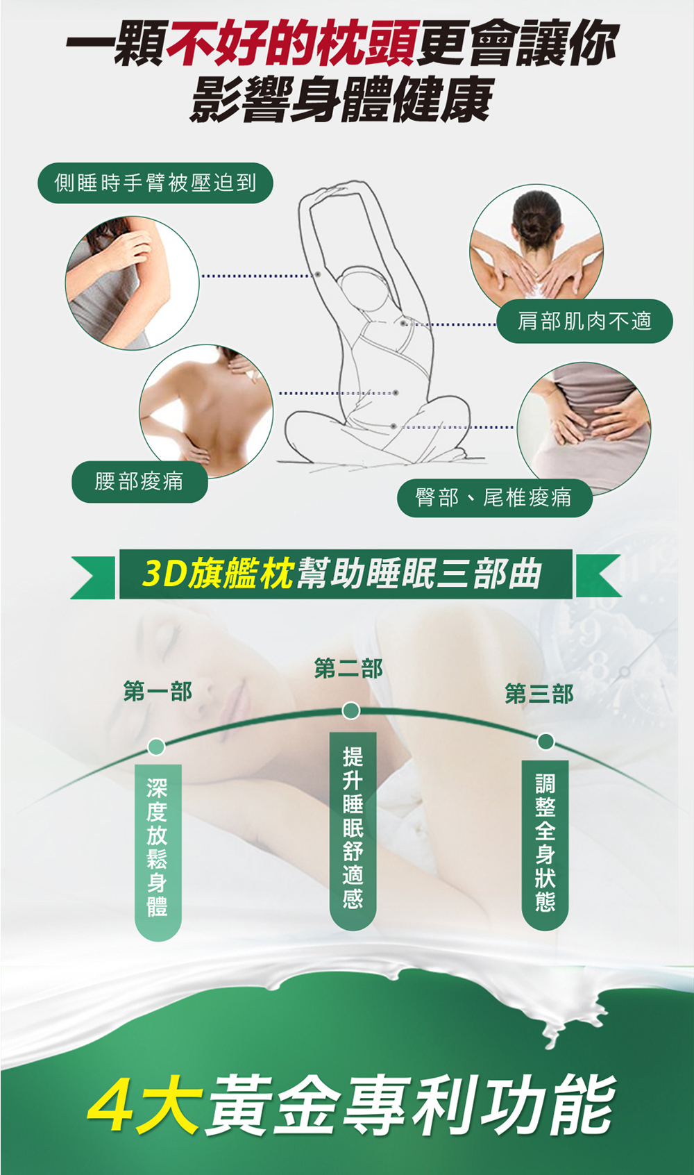金健康伸展舒頸按摩枕